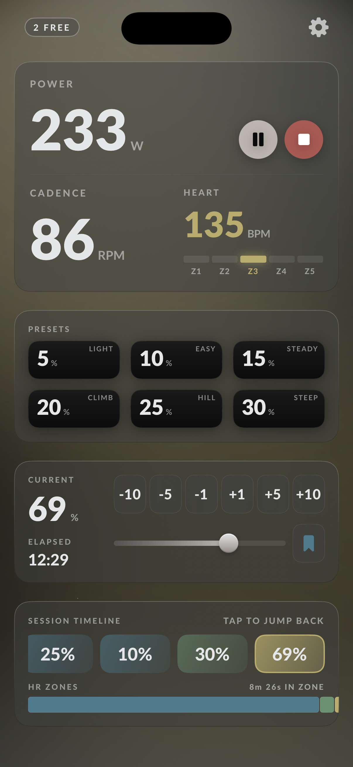 Freewheel ride screen